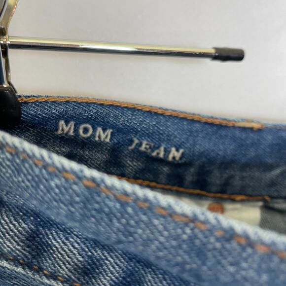 Women's 14 American Eagle Blue Straight Leg Cotton Blend Mom Jeans - Picture 4 of 5